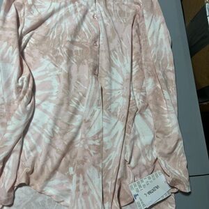 Pink and White Tie-Dye Button-Up Shirt